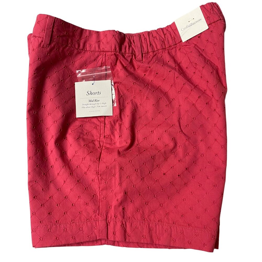 Croft & Barrow Womens Mid Rise Eyelet Shorts‎ Size 14P NWT